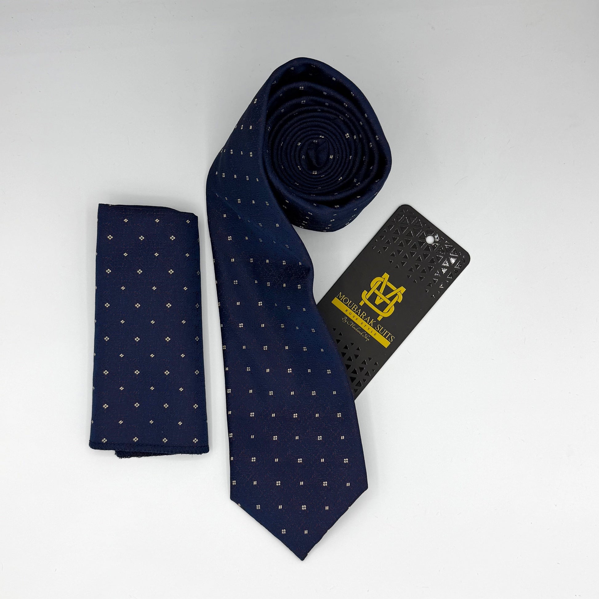 Cravate Pochette CVP203 - Bleu Motif CRAVATE POCHETTE MOUBARAK SHOP