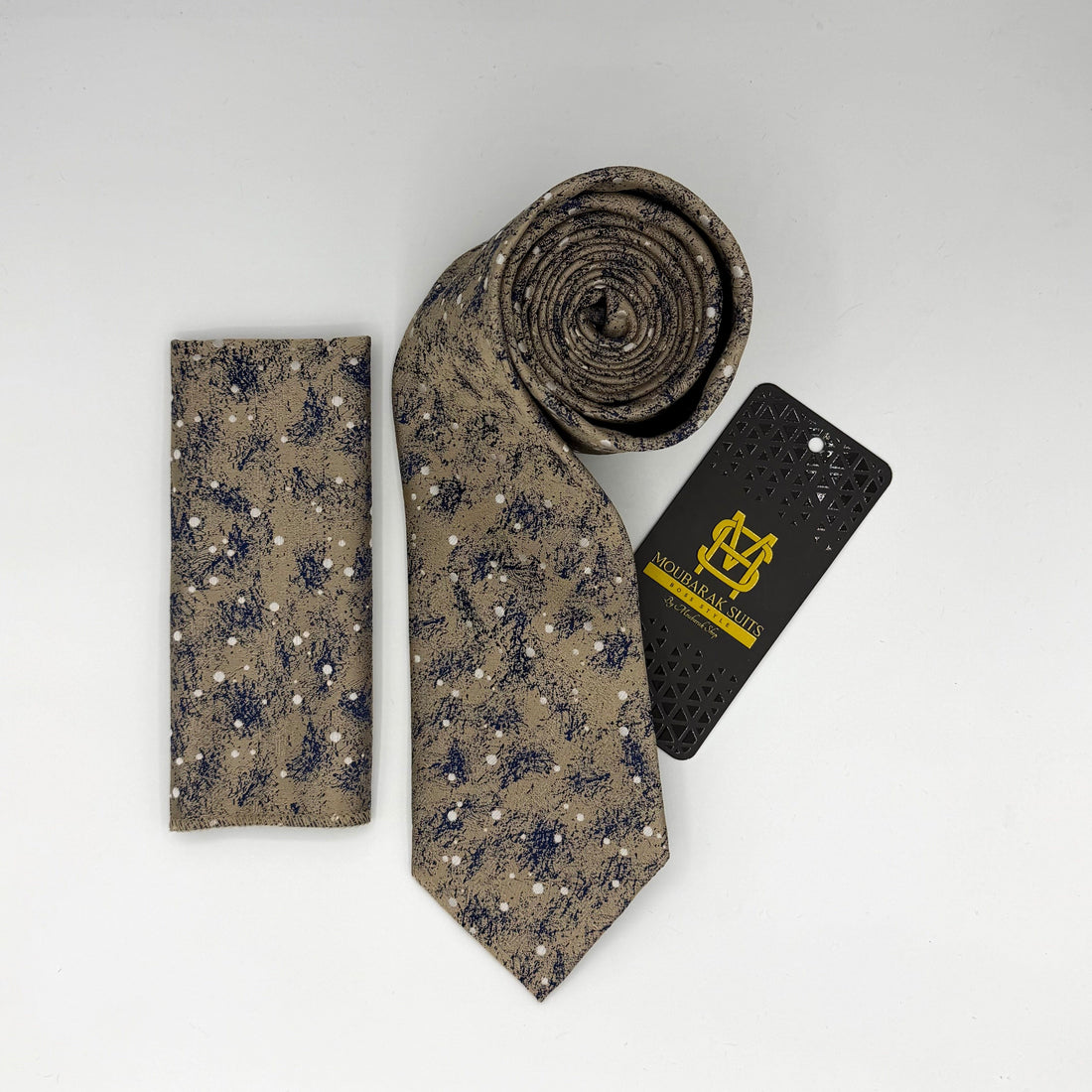 Cravate Pochette CVP204 - Beige Motif CRAVATE POCHETTE MOUBARAK SHOP