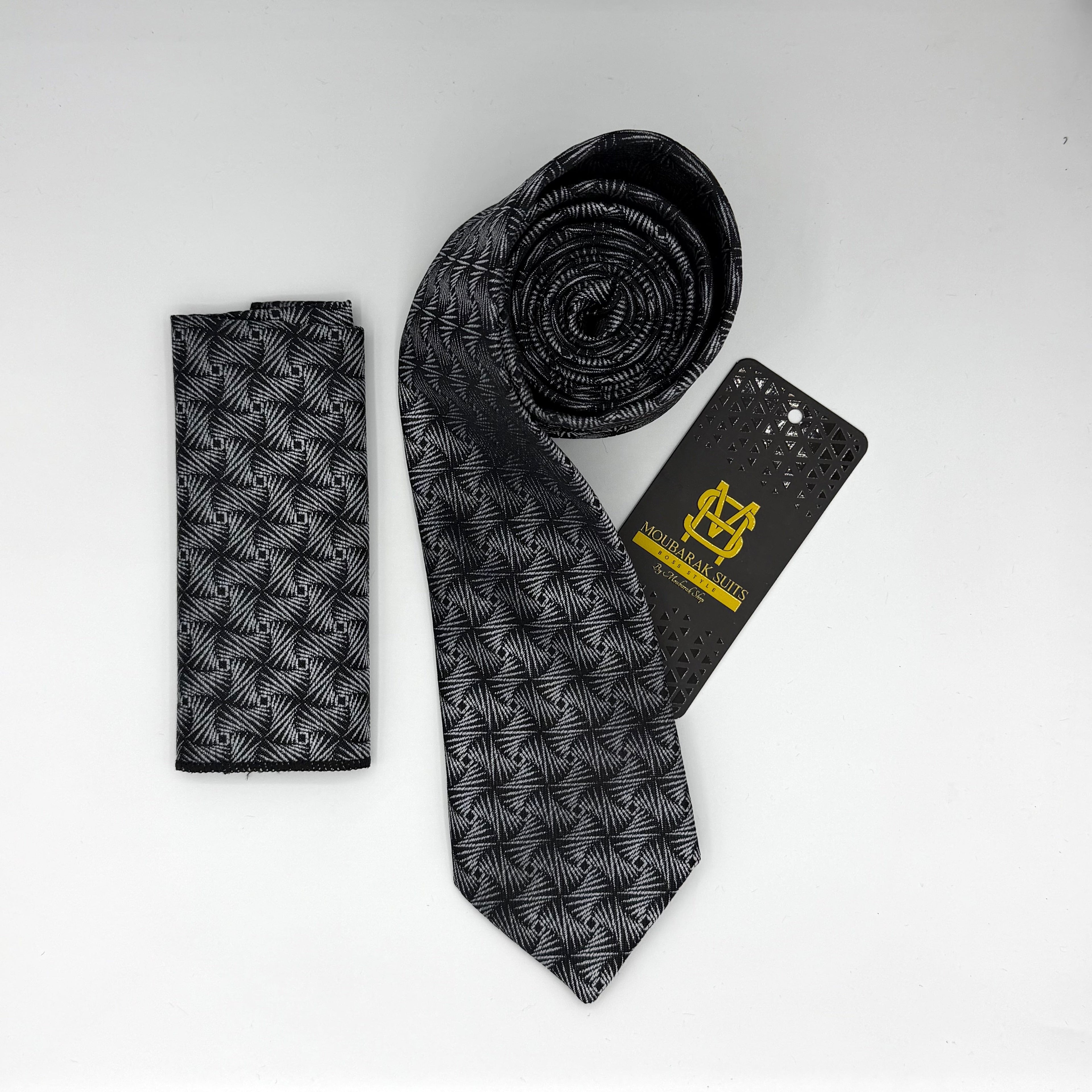 Cravate Pochette CVP207 - Noir Motif CRAVATE POCHETTE MOUBARAK SHOP