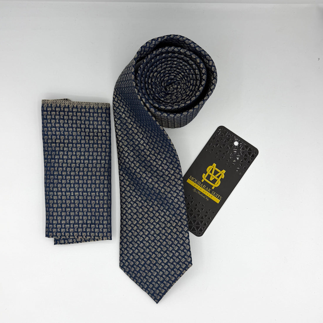 Cravate Pochette CVP208 - Bleu Motif CRAVATE POCHETTE MOUBARAK SHOP