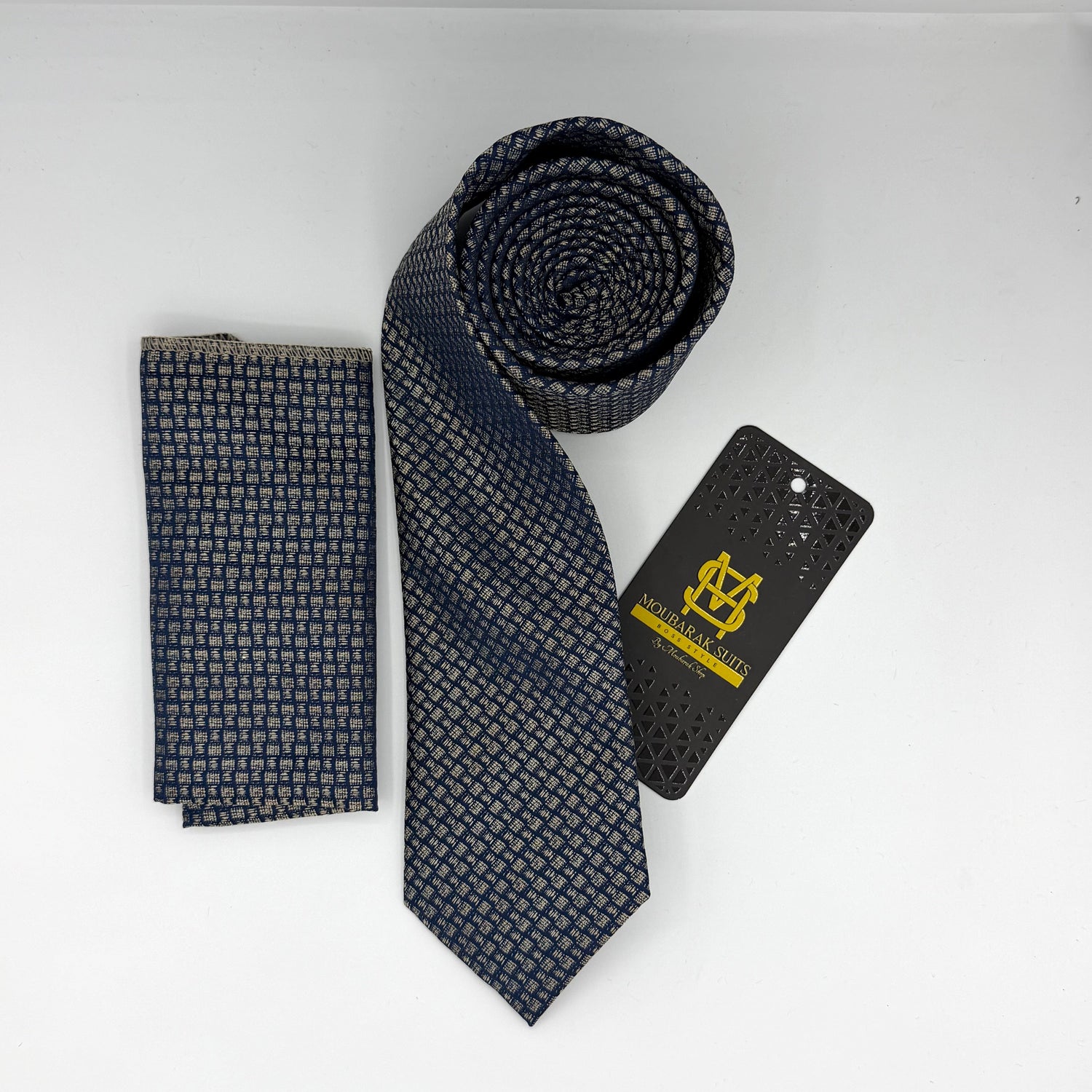 Cravate Pochette CVP208 - Bleu Motif CRAVATE POCHETTE MOUBARAK SHOP