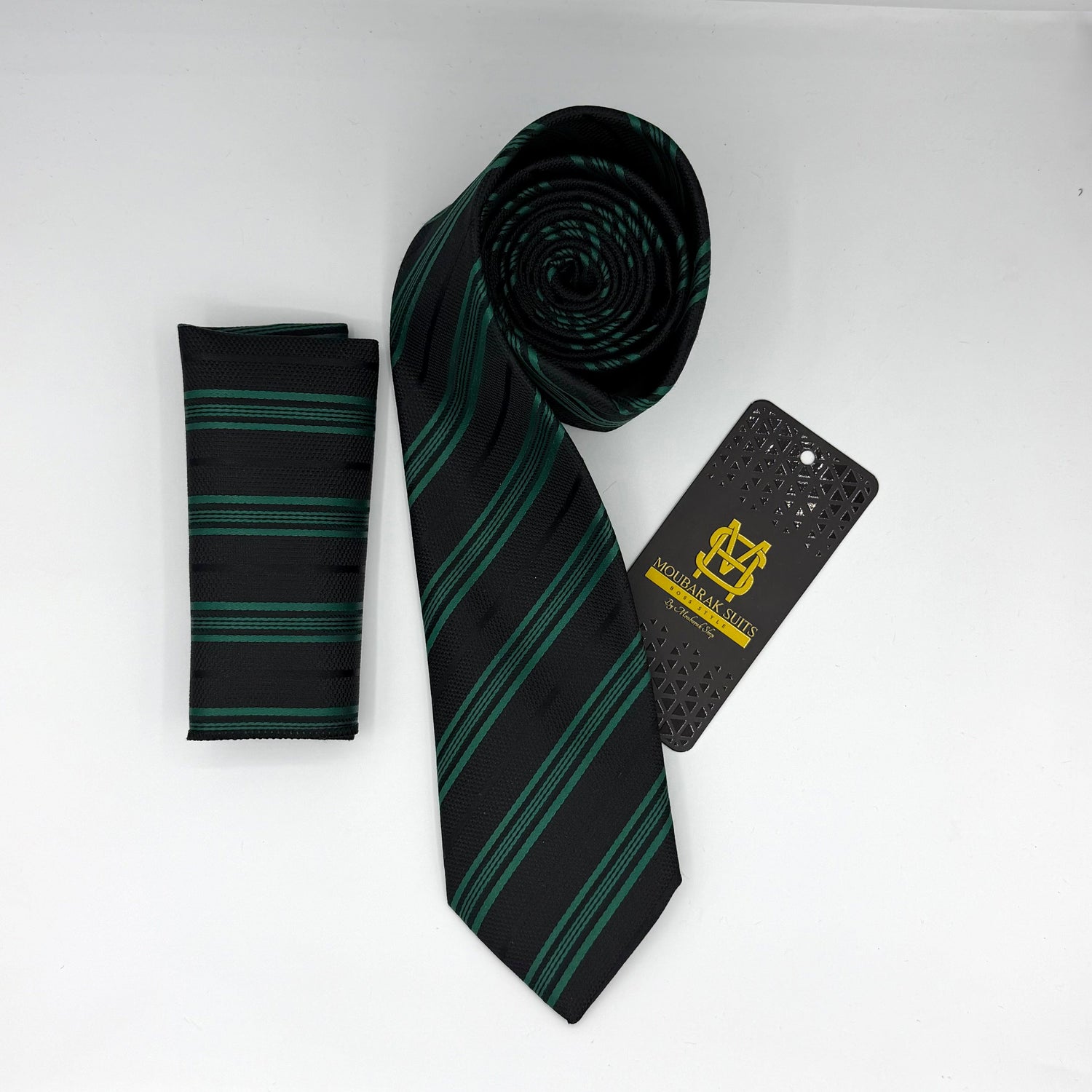 Cravate Pochette CVP209 - Vert Motif CRAVATE POCHETTE MOUBARAK SHOP