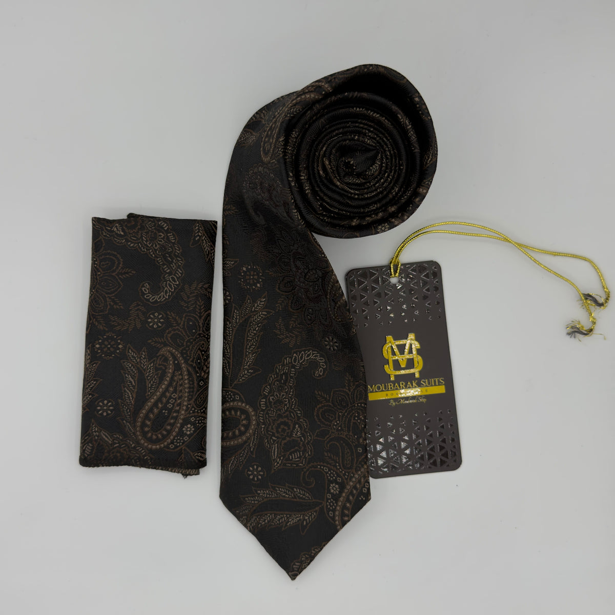 Cravate Pochette CVP215 - Noir Motif CRAVATE POCHETTE MOUBARAK SHOP