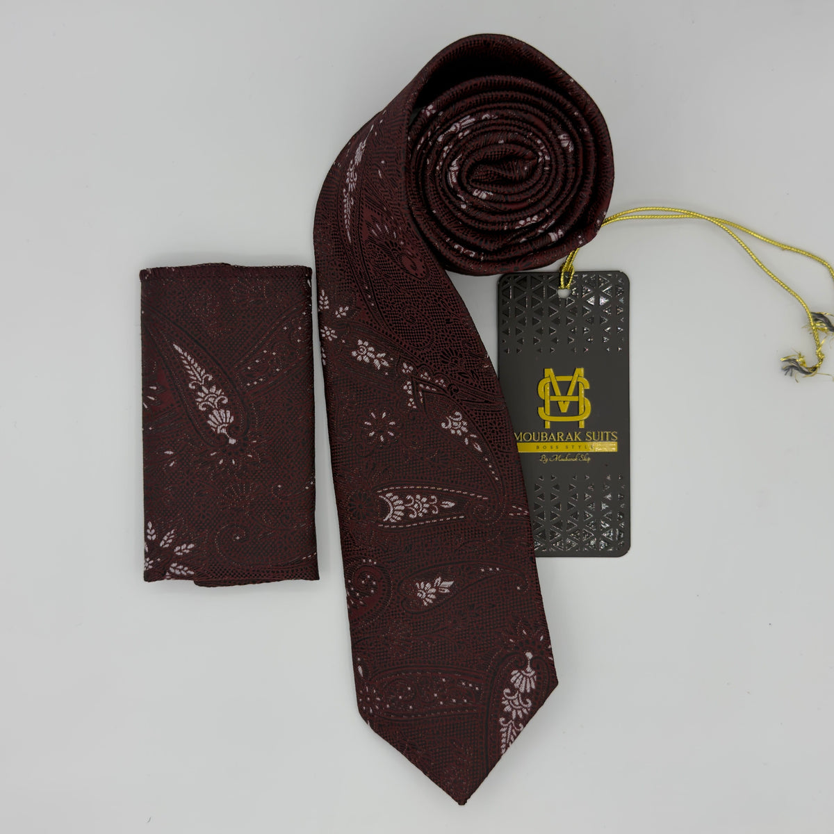 Cravate Pochette CVP218 - Rouge Motif CRAVATE POCHETTE MOUBARAK SHOP