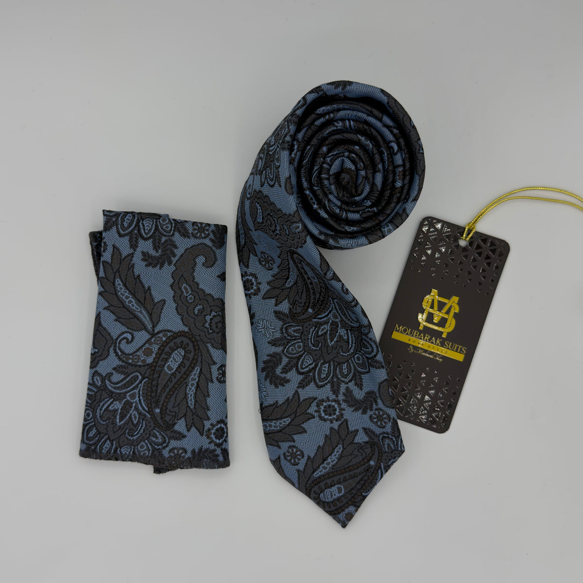 Cravate Pochette CVP231 - Bleu Motif CRAVATE POCHETTE MOUBARAK SHOP