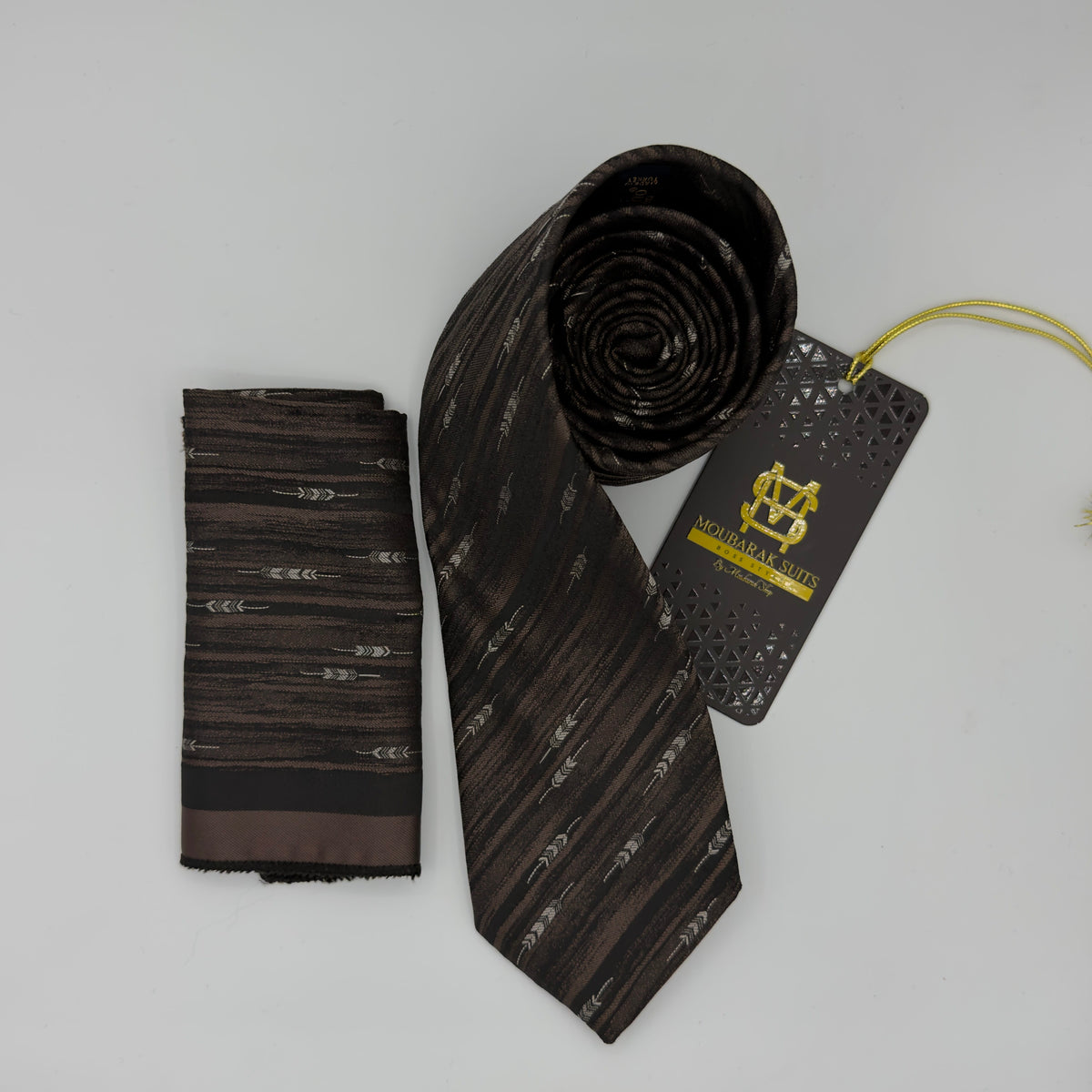 Cravate Pochette CVP233 - Marron Motif CRAVATE POCHETTE MOUBARAK SHOP