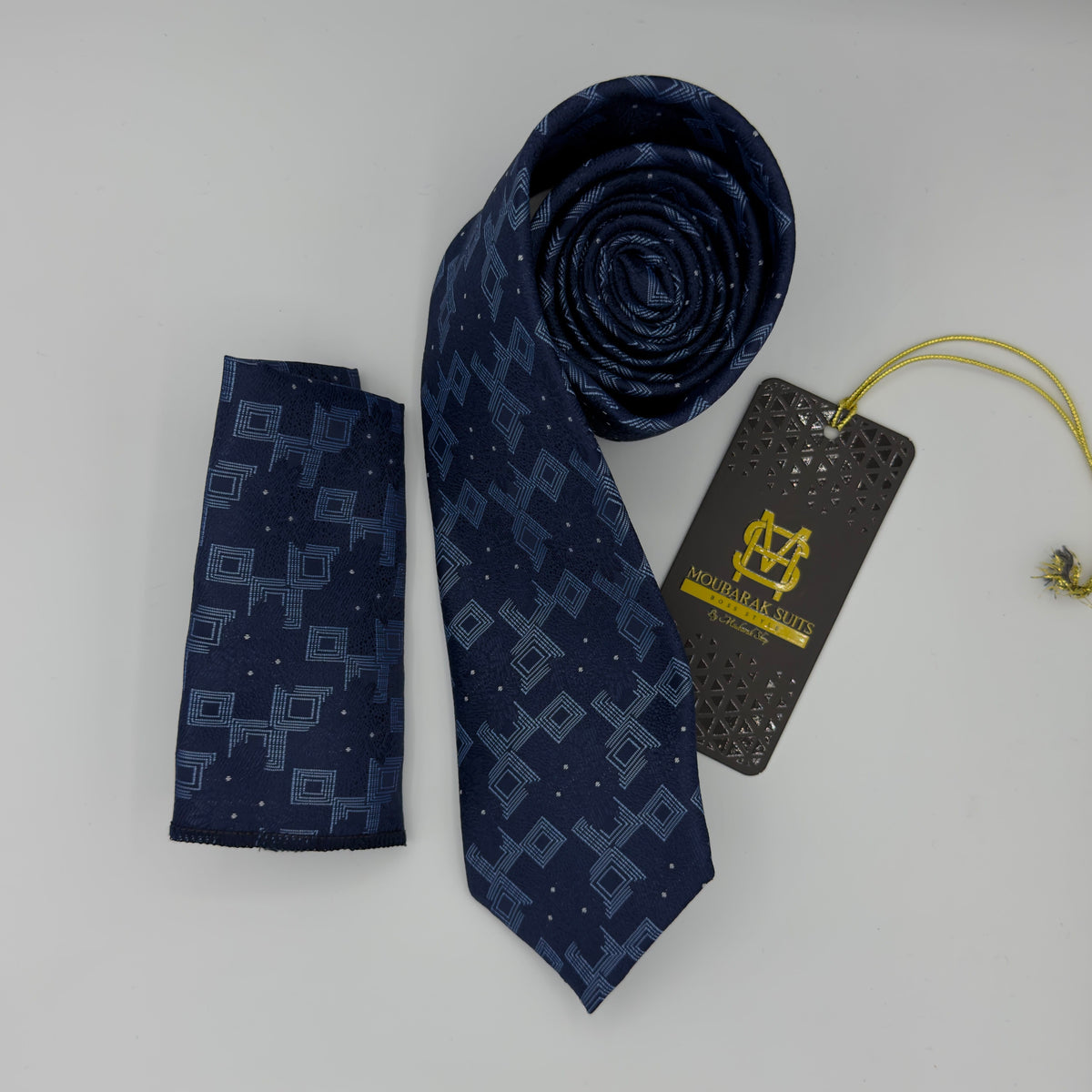 Cravate Pochette CVP241 - Bleu Motif