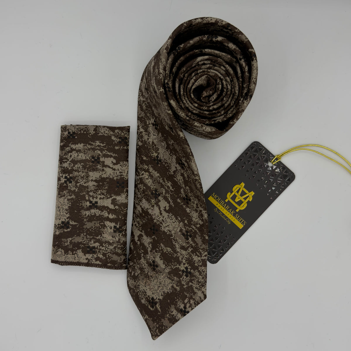 Cravate Pochette CVP279 - Marron Motif CRAVATE POCHETTE MOUBARAK SHOP