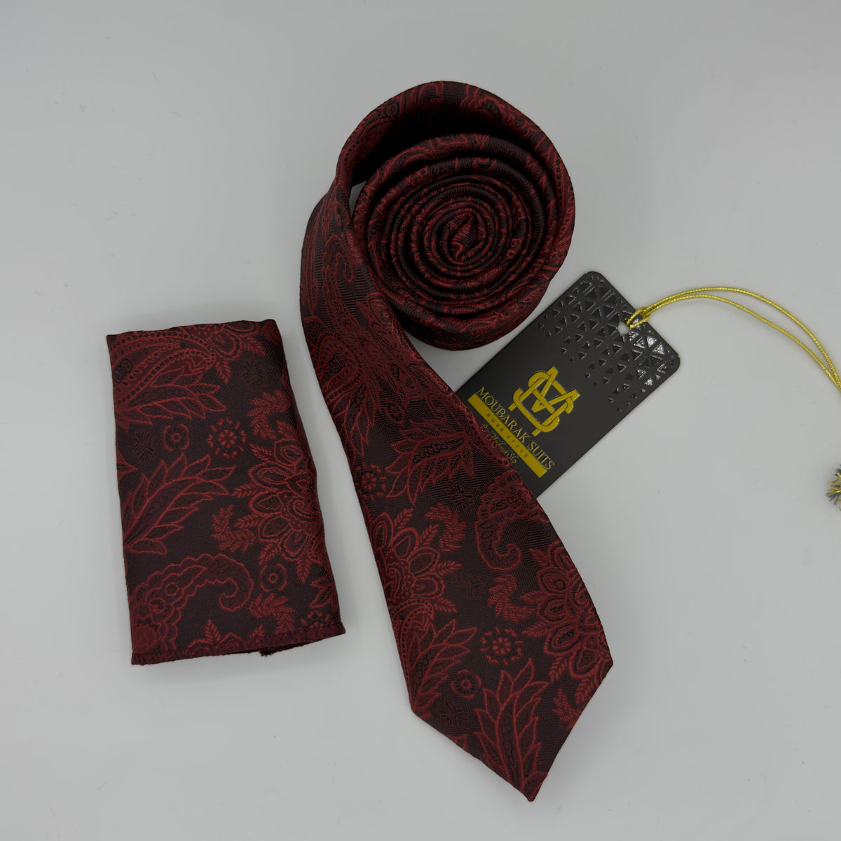 Cravate Pochette CVP280 - Rouge Motif CRAVATE POCHETTE MOUBARAK SHOP