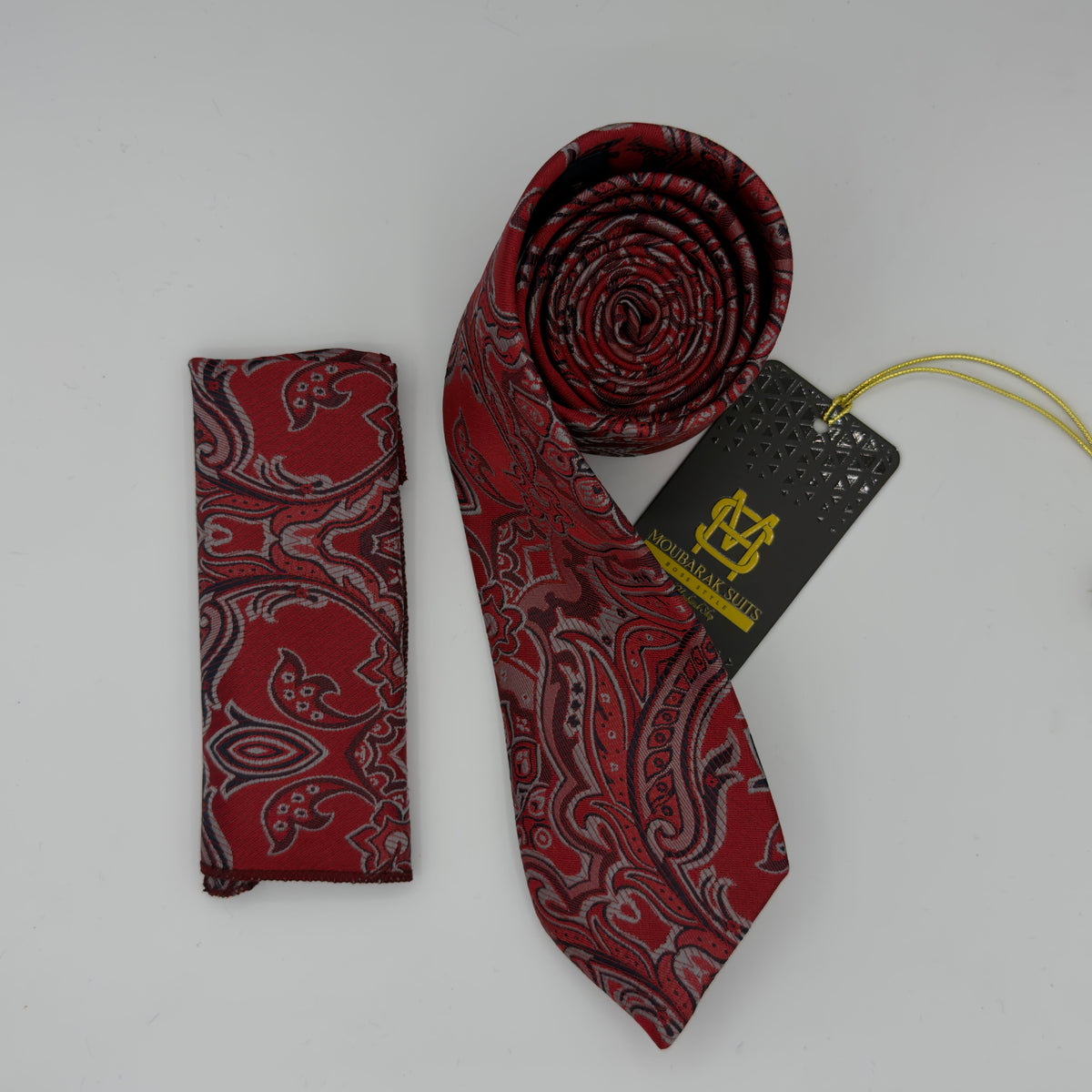 Cravate Pochette CVP283 - Rouge Motif CRAVATE POCHETTE MOUBARAK SHOP