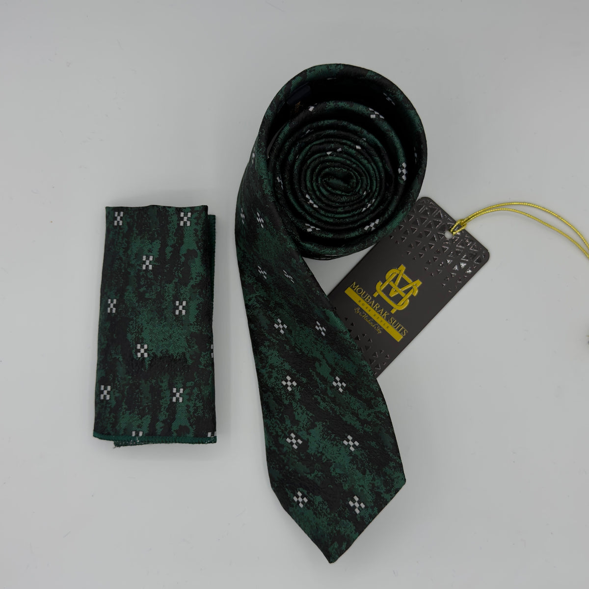 Cravate Pochette CVP285 - Vert Motif CRAVATE POCHETTE MOUBARAK SHOP