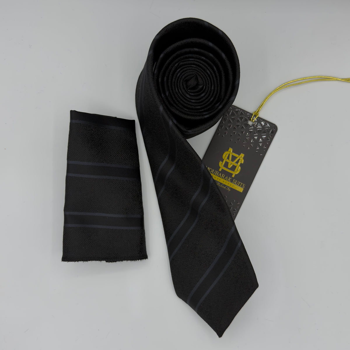 Cravate Pochette CVP294 - Noir Motif CRAVATE POCHETTE MOUBARAK SHOP