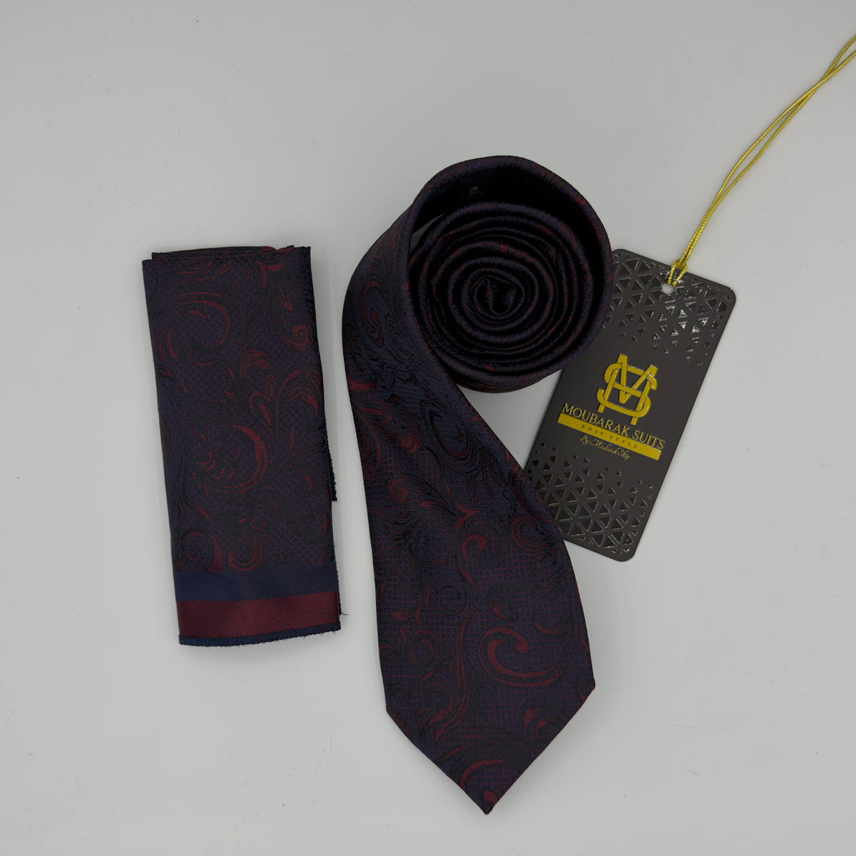 Cravate Pochette CVP307 - Violet Motif CRAVATE POCHETTE MOUBARAK SHOP
