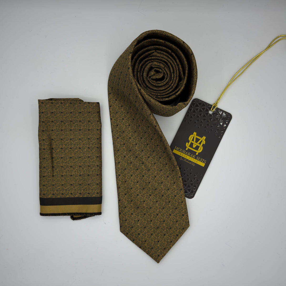 Cravate Pochette CVP310 - Jaune Motif CRAVATE POCHETTE MOUBARAK SHOP
