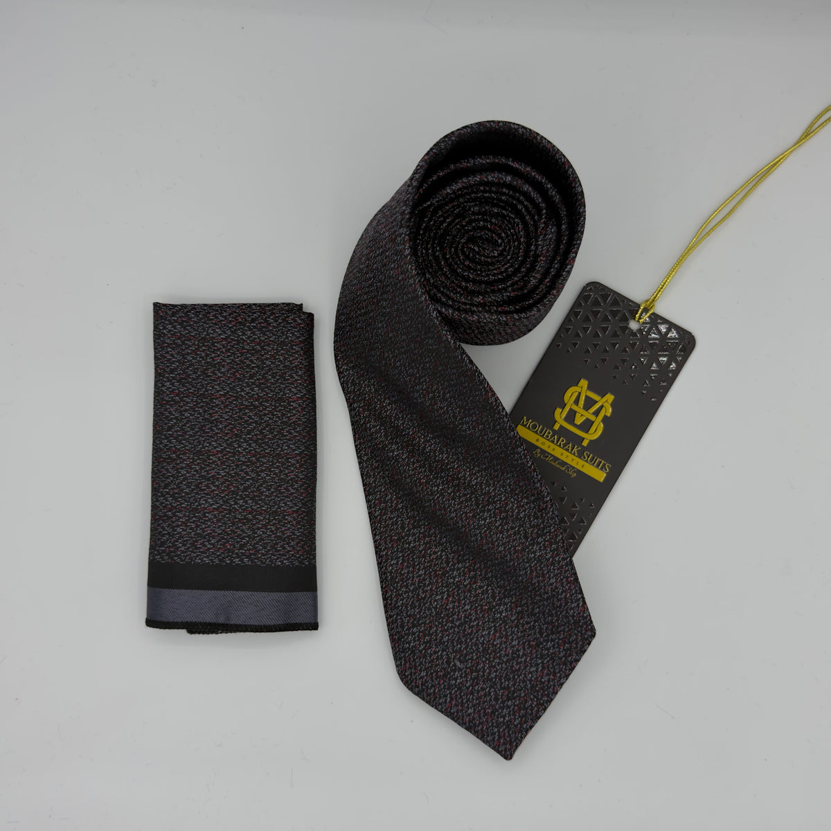 Cravate Pochette CVP315 - Gris Motif CRAVATE POCHETTE MOUBARAK SHOP