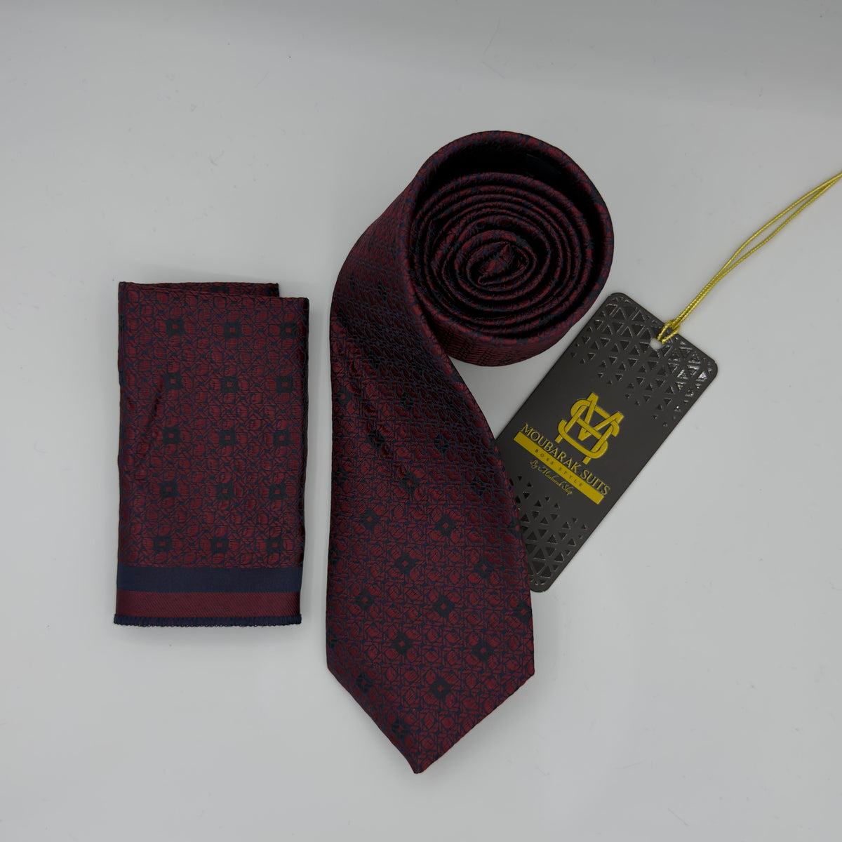 Cravate Pochette CVP326 - Rouge Motif CRAVATE POCHETTE MOUBARAK SHOP