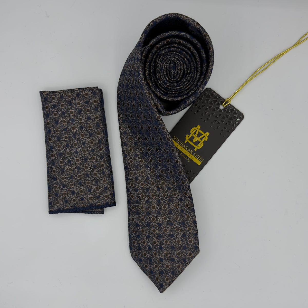 Cravate Pochette CVP337 - Bleu Motif CRAVATE POCHETTE MOUBARAK SHOP