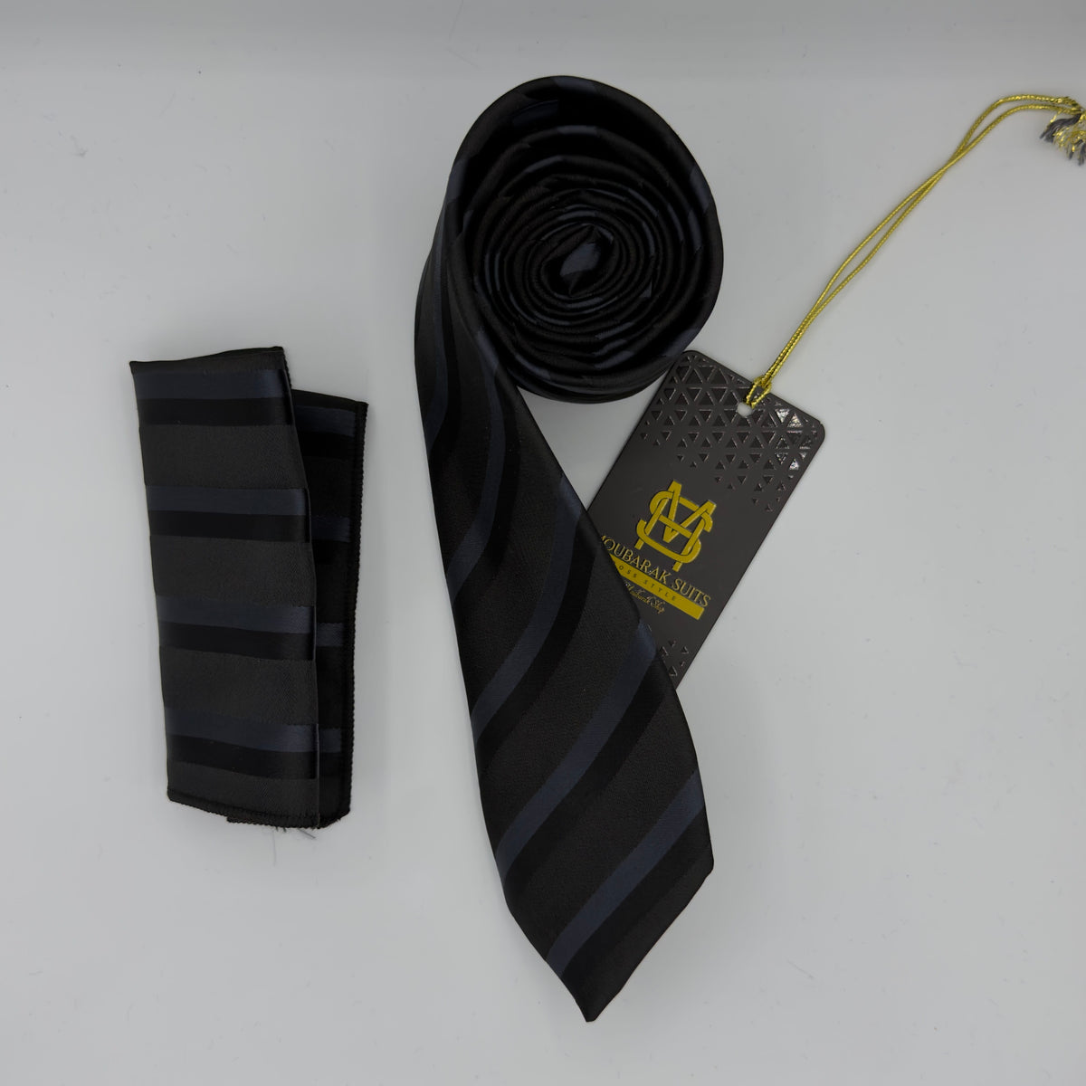 Cravate Pochette CVP348 - Noir Motif CRAVATE POCHETTE MOUBARAK SHOP