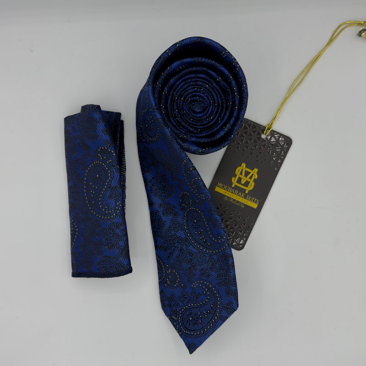 Cravate Pochette CVP362 - Bleu Motif CRAVATE POCHETTE MOUBARAK SHOP