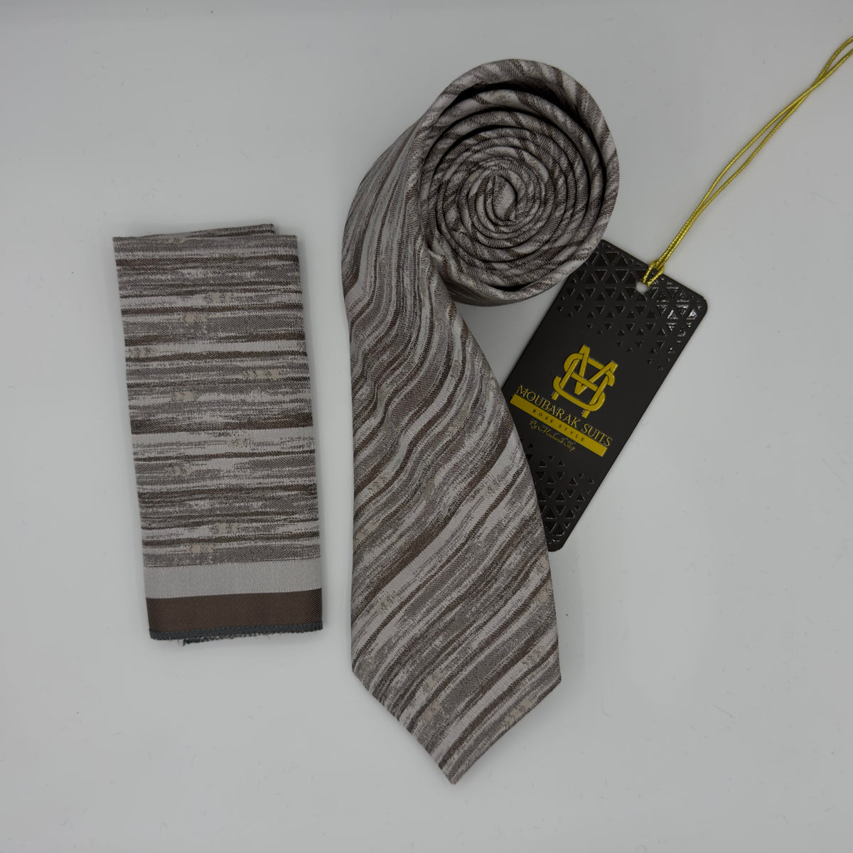 Cravate Pochette CVP366 -  Marron Motif CRAVATE POCHETTE MOUBARAK SHOP