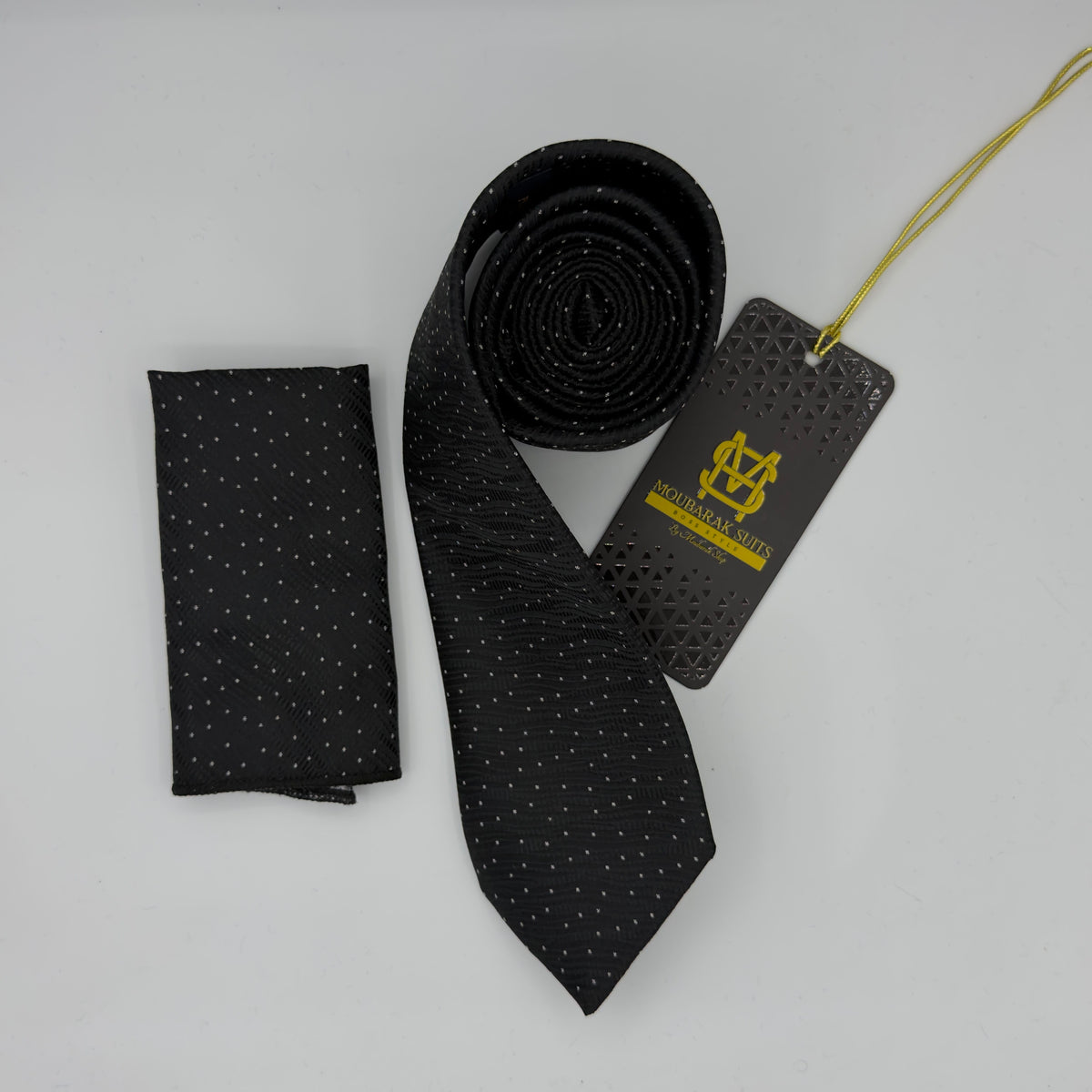 Cravate Pochette CVP367 - Noir Motif CRAVATE POCHETTE MOUBARAK SHOP