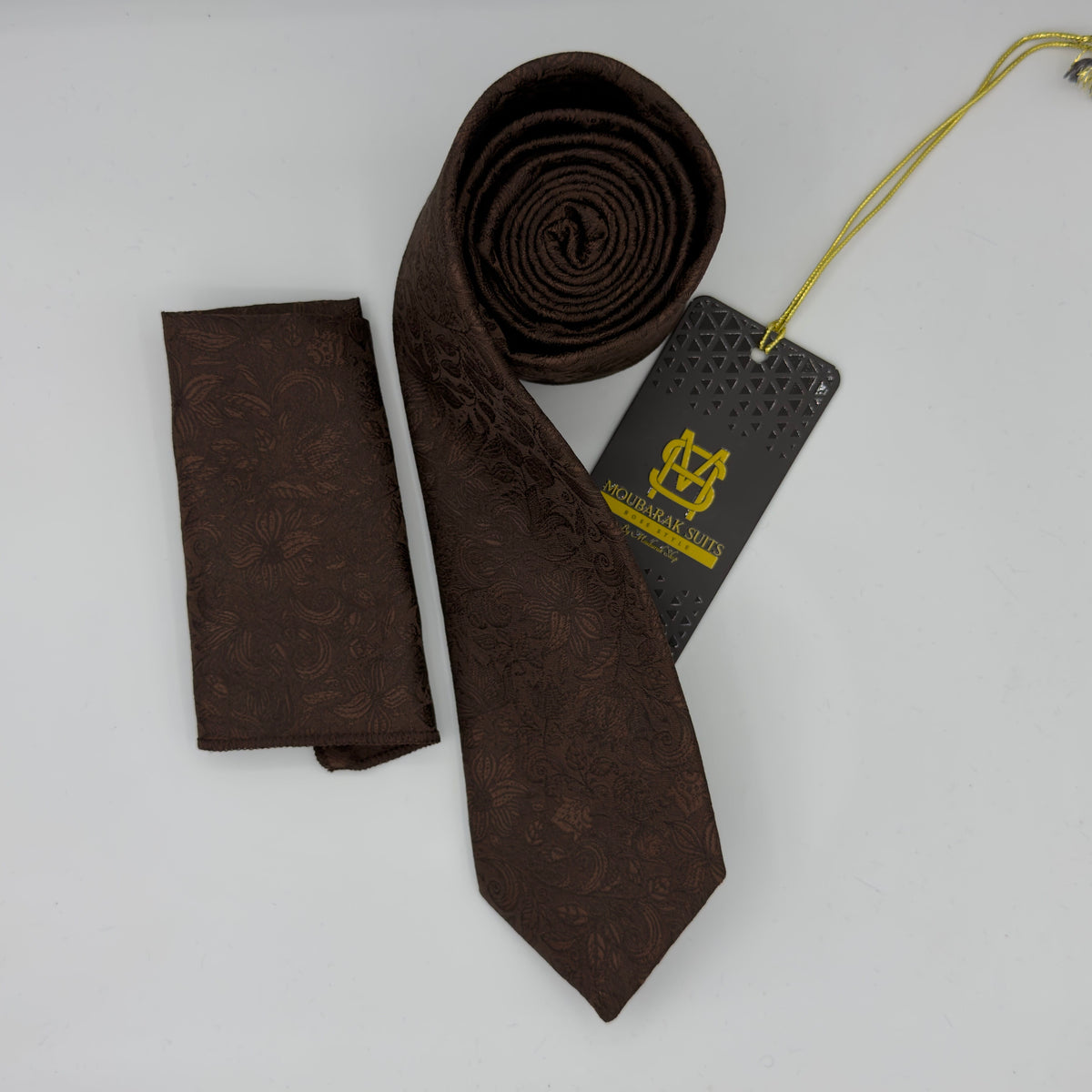 Cravate Pochette CVP368 - Marron Motif CRAVATE POCHETTE MOUBARAK SHOP