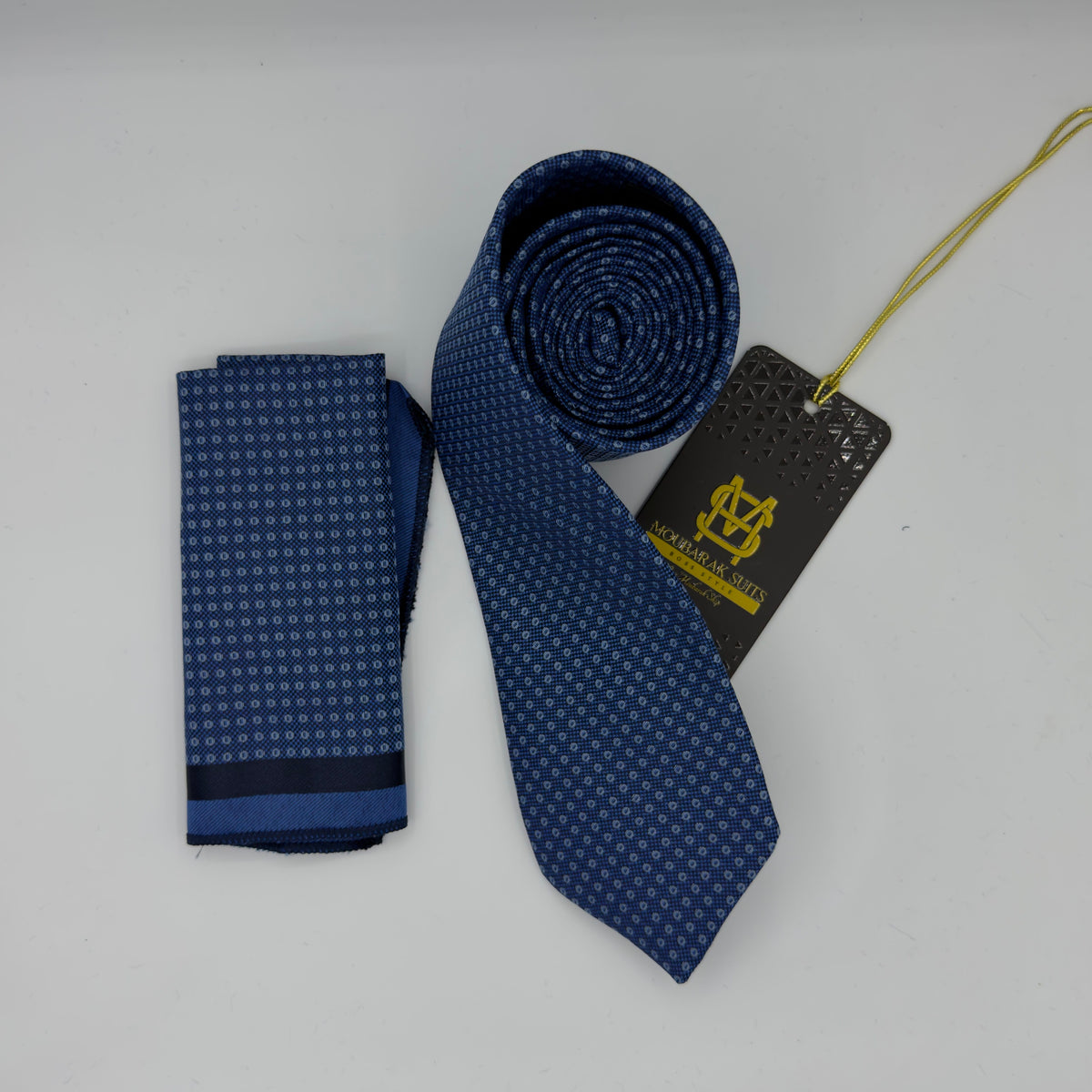 Cravate Pochette CVP369 - Bleu Motif CRAVATE POCHETTE MOUBARAK SHOP