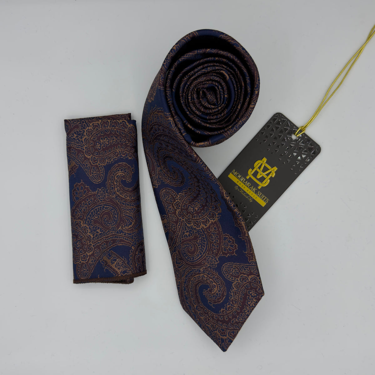 Cravate Pochette CVP372 - Marron Motif CRAVATE POCHETTE MOUBARAK SHOP