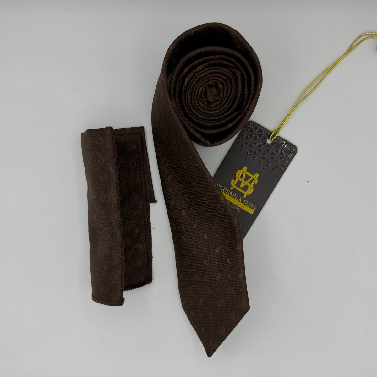 Cravate Pochette CVP375 - Marron Motif CRAVATE POCHETTE MOUBARAK SHOP