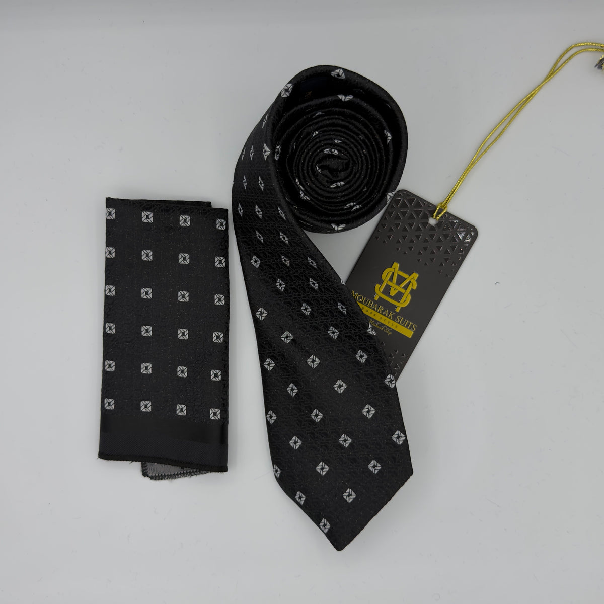 Cravate Pochette CVP376 - Noir Motif CRAVATE POCHETTE MOUBARAK SHOP
