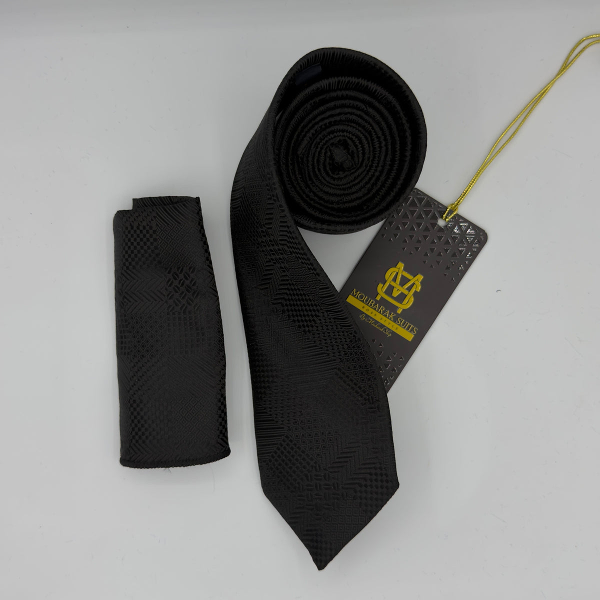 Cravate Pochette CVP379 - Noir Motif CRAVATE POCHETTE MOUBARAK SHOP