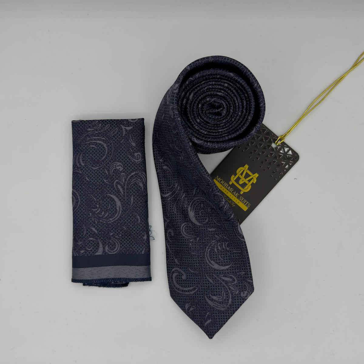 Cravate Pochette CVP387 - Bleu Motif CRAVATE POCHETTE MOUBARAK SHOP