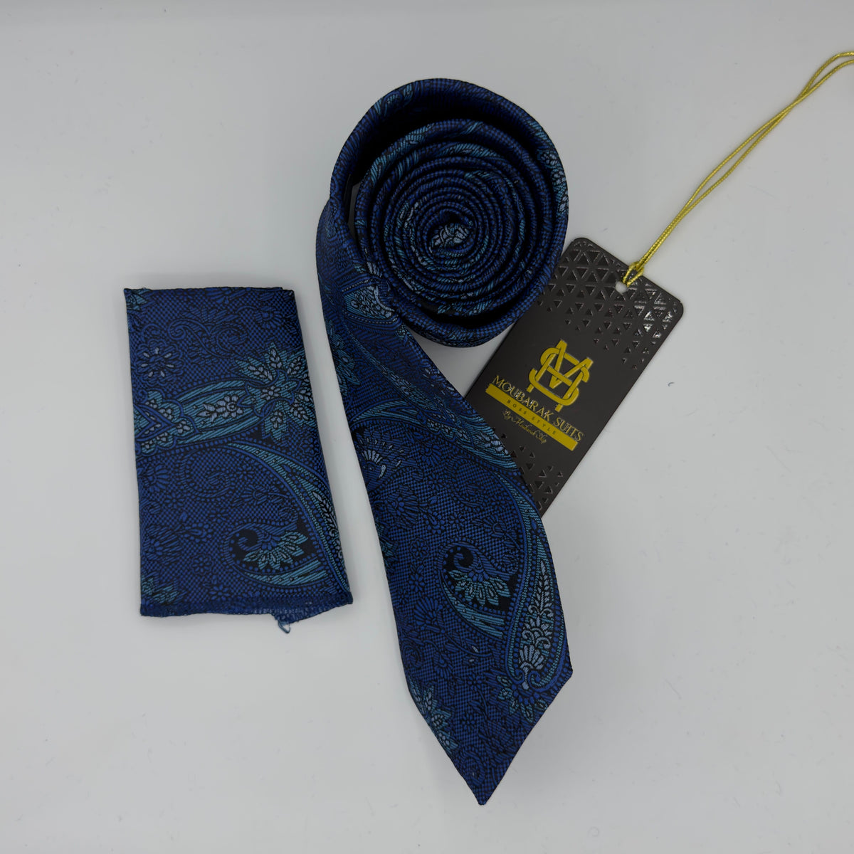 Cravate Pochette CVP390 - Bleu Motif CRAVATE POCHETTE MOUBARAK SHOP