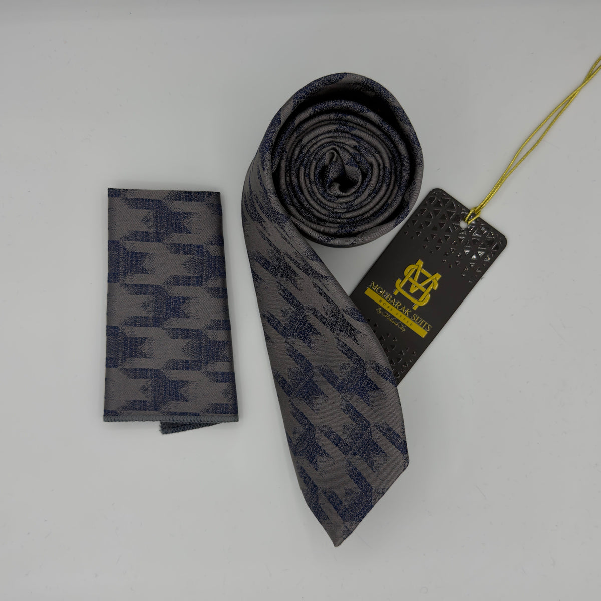 Cravate Pochette CVP391 - Gris Motif CRAVATE POCHETTE MOUBARAK SHOP