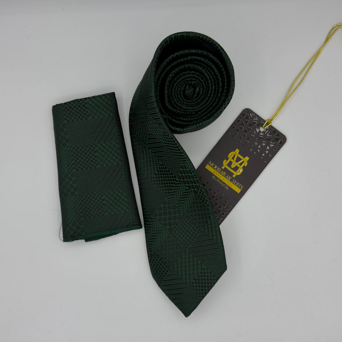 Cravate Pochette CVP395 - Vert Motif CRAVATE POCHETTE MOUBARAK SHOP