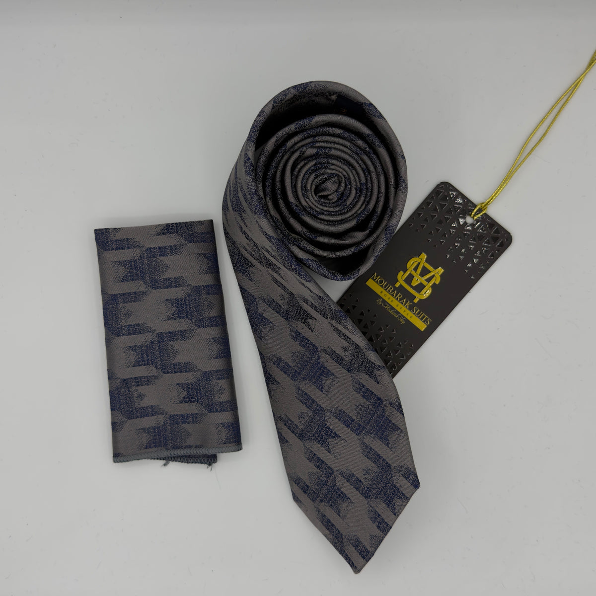 Cravate Pochette CVP403 - Gris Motif CRAVATE POCHETTE MOUBARAK SHOP