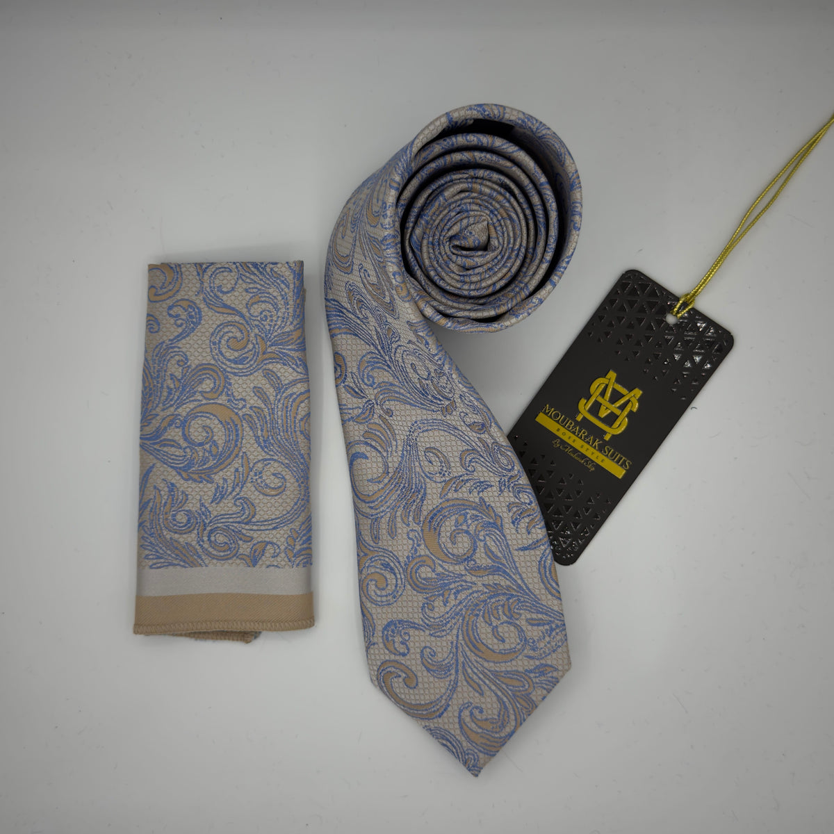 Cravate Pochette CVP412 - Bleu Motif