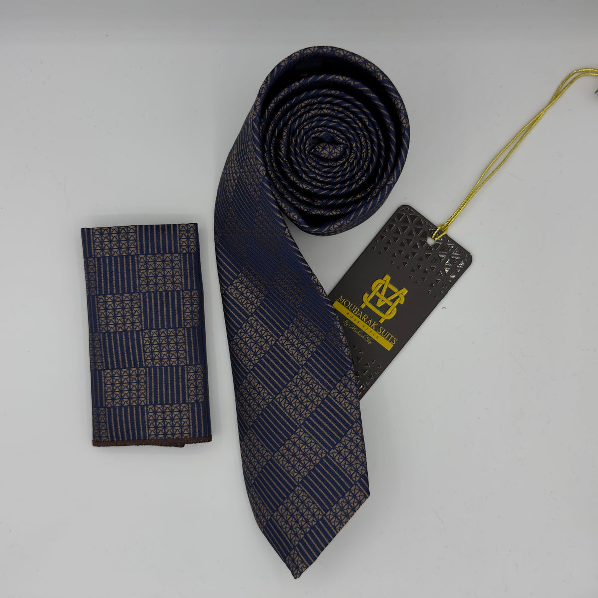 Cravate Pochette CVP414 - Bleu Motif CRAVATE POCHETTE MOUBARAK SHOP