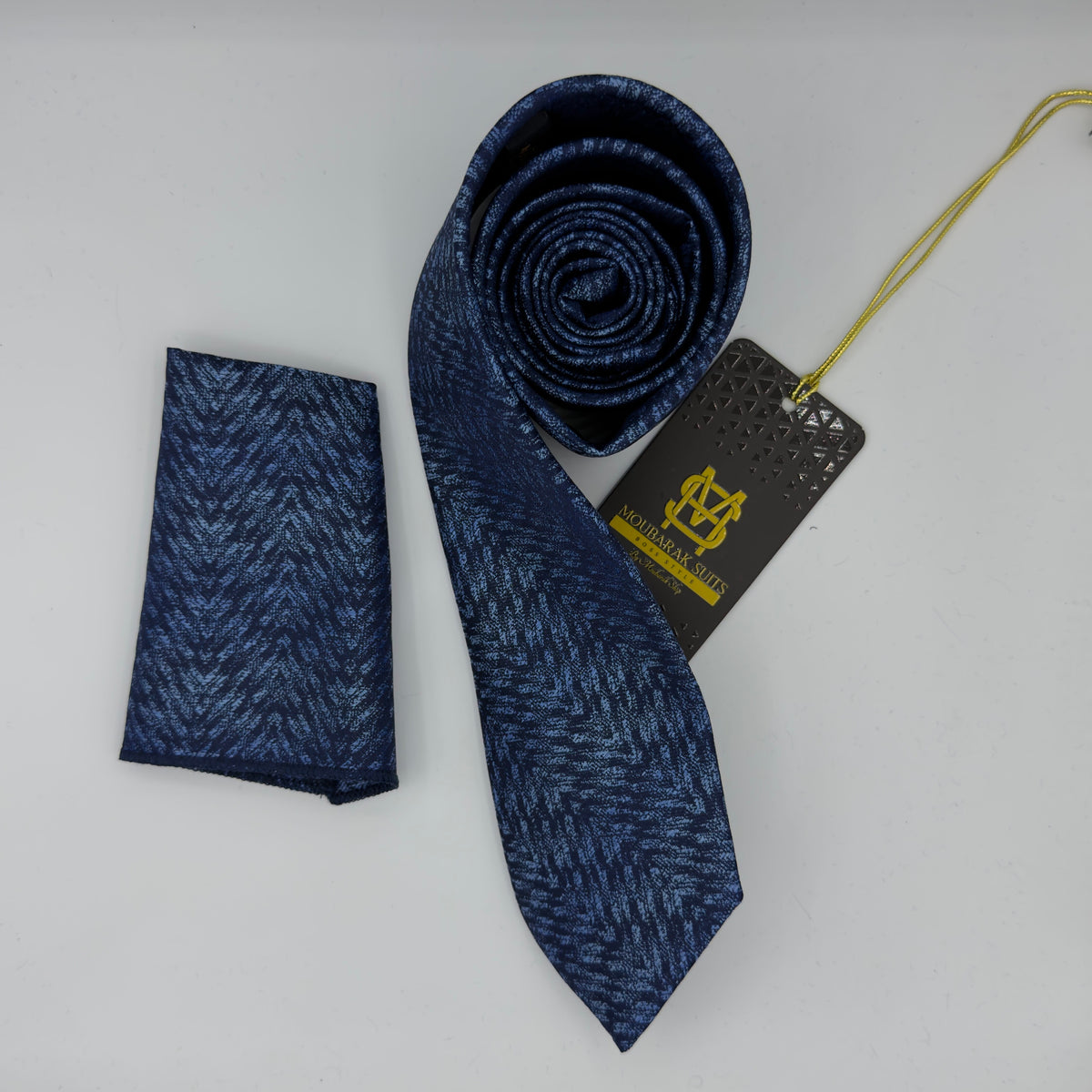 Cravate Pochette CVP415 - Bleu Motif