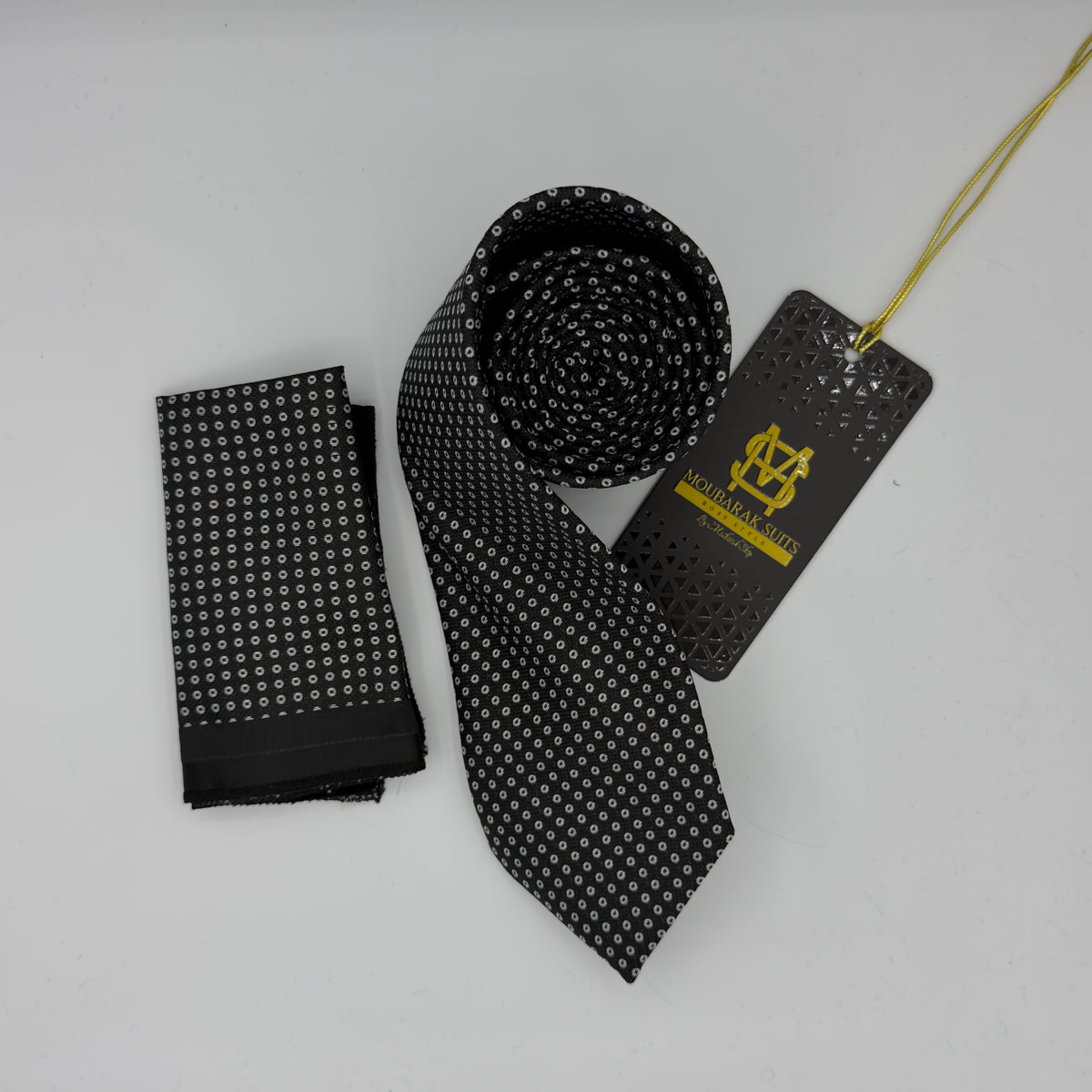 Cravate Pochette CVP420 - Noir Motif CRAVATE POCHETTE MOUBARAK SHOP