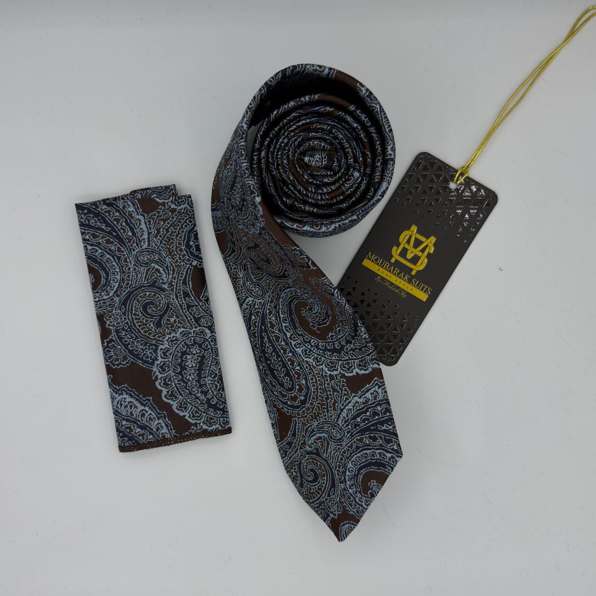 Cravate Pochette CVP425 - Bleu Motif
