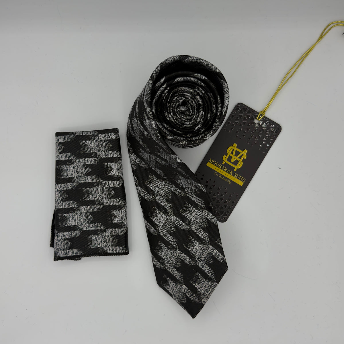 Cravate Pochette CVP427 - Noir Motif CRAVATE POCHETTE MOUBARAK SHOP
