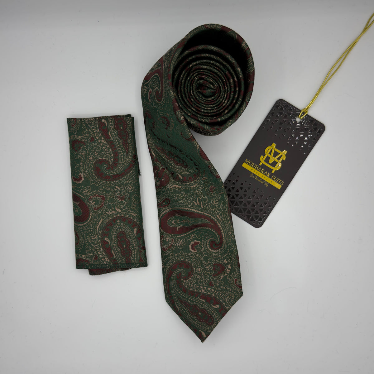 Cravate Pochette CVP431 - Vert Motif