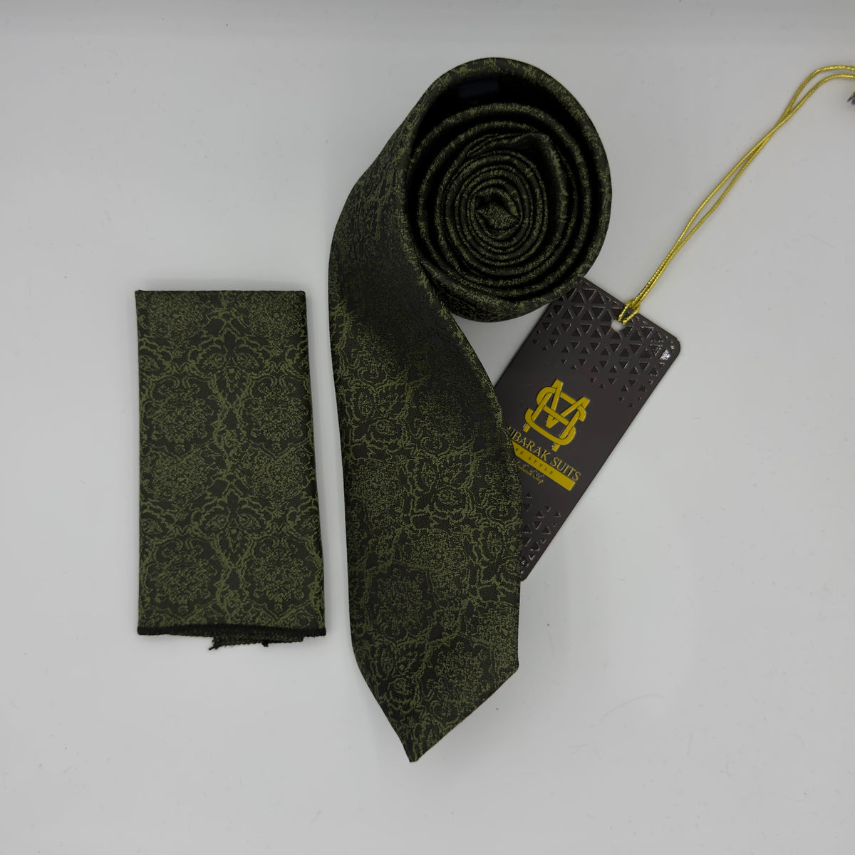 Cravate Pochette CVP433 - Vert Motif CRAVATE POCHETTE MOUBARAK SHOP