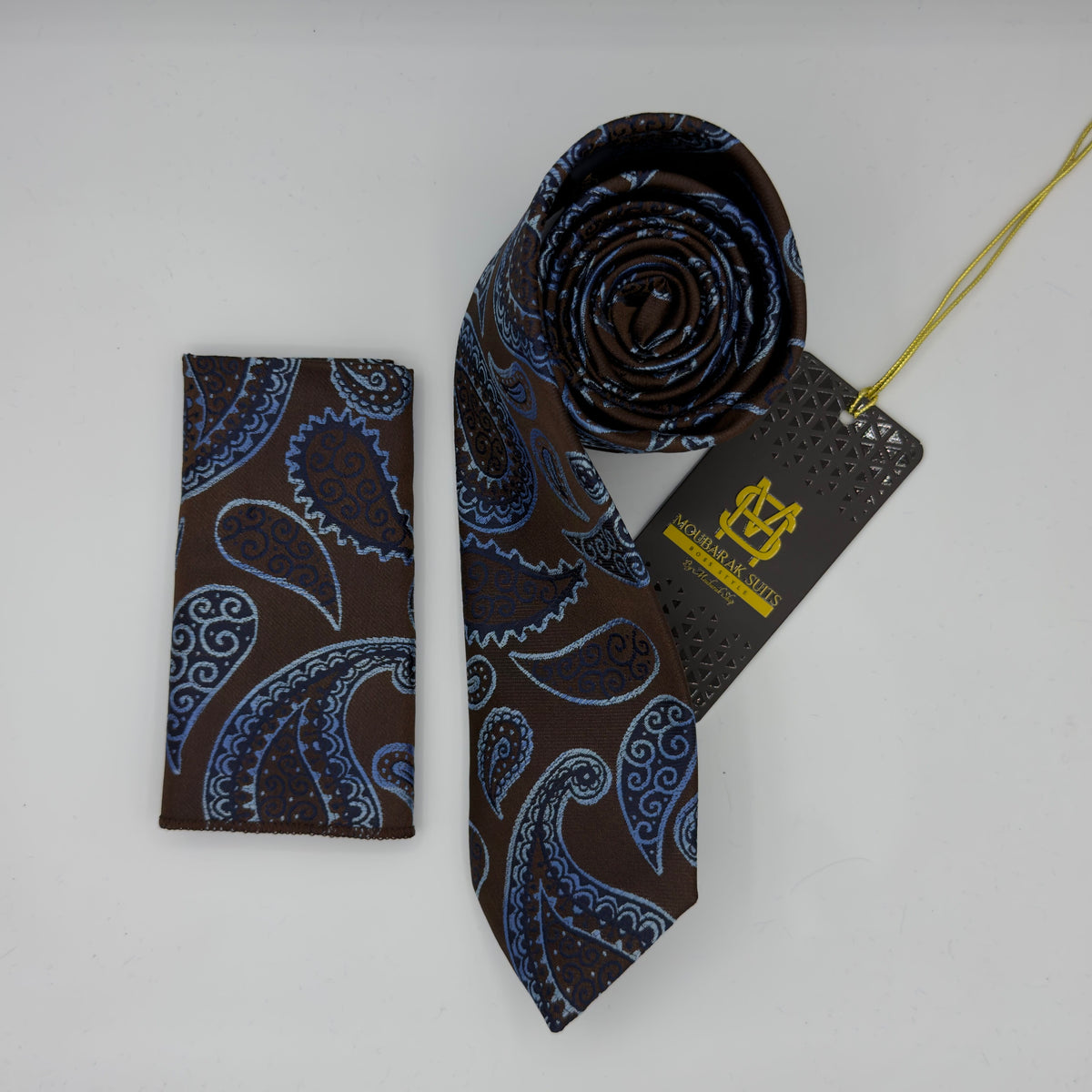 Cravate Pochette CVP435 - Bleu Motif CRAVATE POCHETTE MOUBARAK SHOP