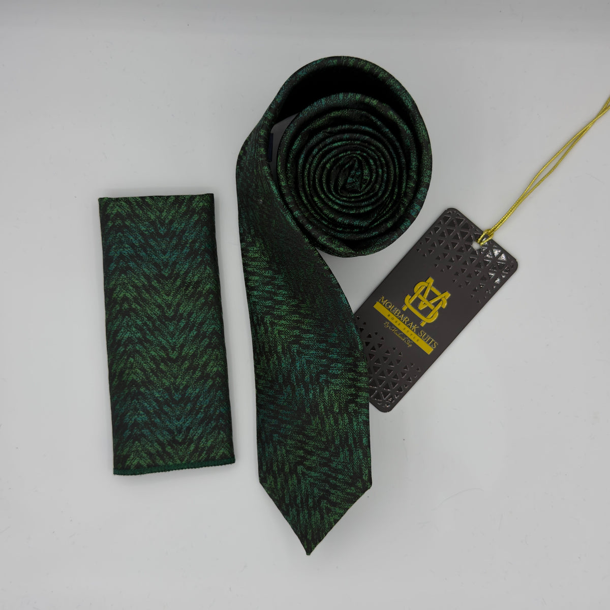 Cravate Pochette CVP436 - Vert Motif CRAVATE POCHETTE MOUBARAK SHOP