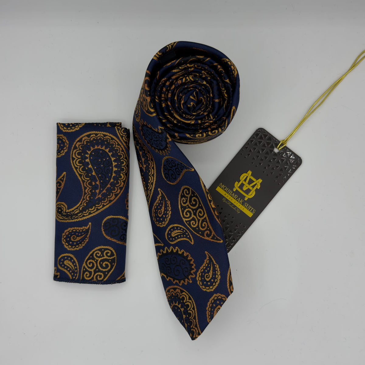 Cravate Pochette CVP439 - Bleu Motif CRAVATE POCHETTE MOUBARAK SHOP