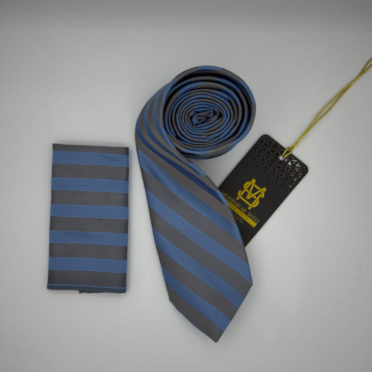 Cravate Pochette CVP440 - Bleu Motif CRAVATE POCHETTE MOUBARAK SHOP