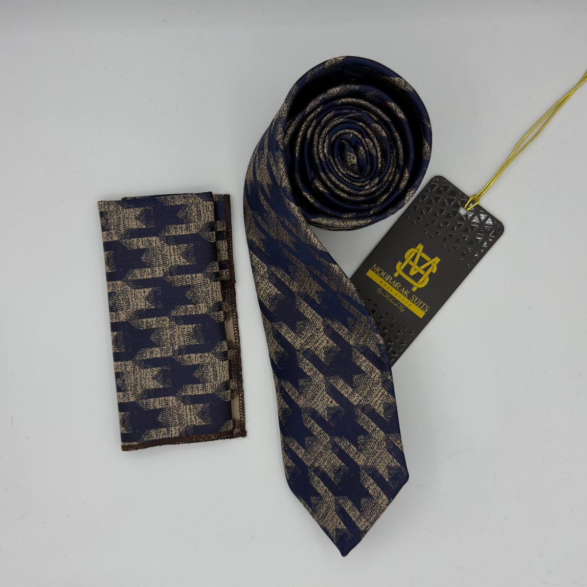 Cravate Pochette CVP444 - Bleu Motif CRAVATE POCHETTE MOUBARAK SHOP