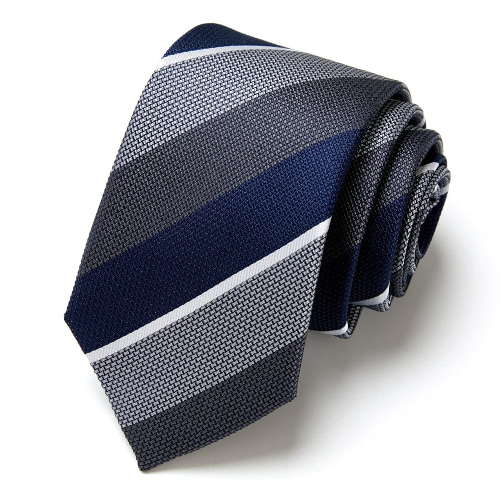 Cravate Rayures Gris et Bleu Marine CV00021